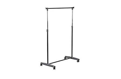 Home Portable Single Rod Garment Rack Rolling Adjustable Bar Rail Hang Clothes
