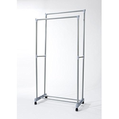 Adjustable Double Rail Garment Rack Clothes Racks With Bottom Shelves