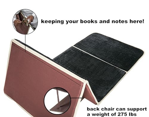 Prayer rug with back support/foldable meditation floor chair & carrying pocket (black)