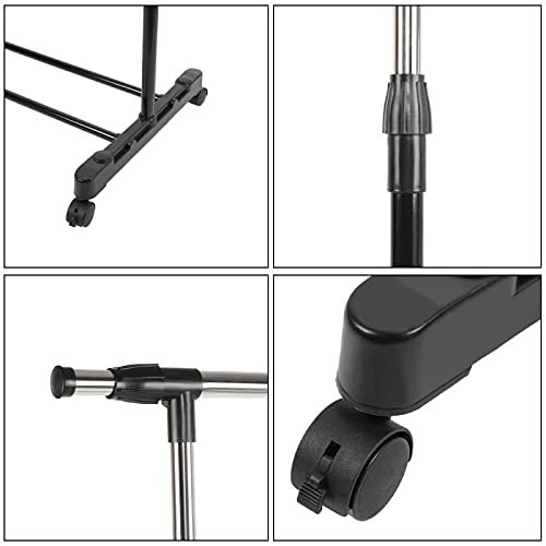 U/D Stainless Steel Pole Clothes Hanger - Adjustable Bars Clothes Rack Double-Pole Clothes Dry Rack with Rolling wheels (Unipolar Pole)