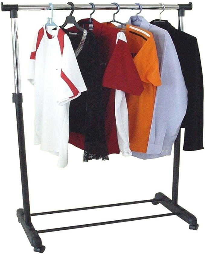 Home Singleball Clothes Stand Rack with Shoe Storage Rack Side Hanger for Hanging Clothes Coats Skirts Shirts Jackets Stainless Steel Foldable bunca
