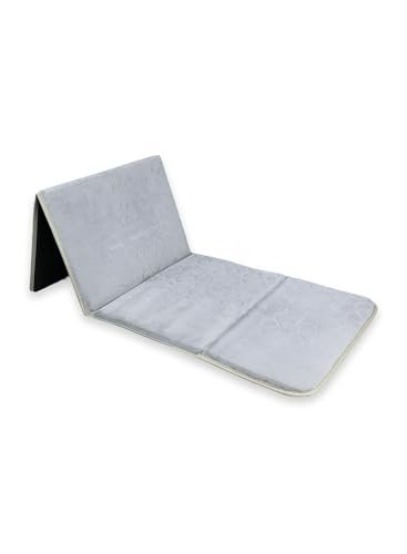 HOME DWELL Foldable Prayer Mat with 115° Reclining Backrest – Ergonomic Janamaz with Knee Cushion & Carry Bag – Islamic Back Support Mat for Comfortable Prayers – Grey
