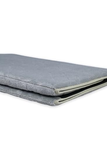 HOME DWELL Foldable Prayer Mat with 115° Reclining Backrest – Ergonomic Janamaz with Knee Cushion & Carry Bag – Islamic Back Support Mat for Comfortable Prayers – Grey