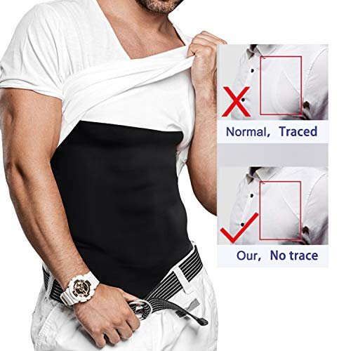 MOLUTAN Compression Shirts for Men Body Slimming Tank Top Undershirt Sleeveless Tummy Control Shapewear Vest (Black, Small)