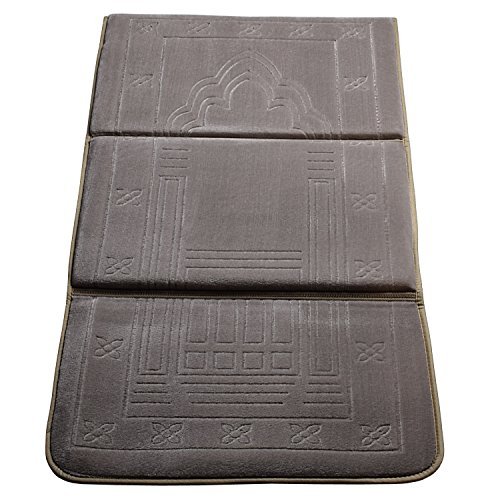 Deserthome Muslim Prayer Carpet, Fold Islam Portable Prayer Rugs with Storage Bag Back Carpet (Silver Grey)