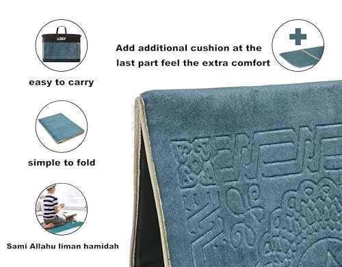 Prayer rug with back support / foldable meditation floor chair & carrying pocket (oasis)