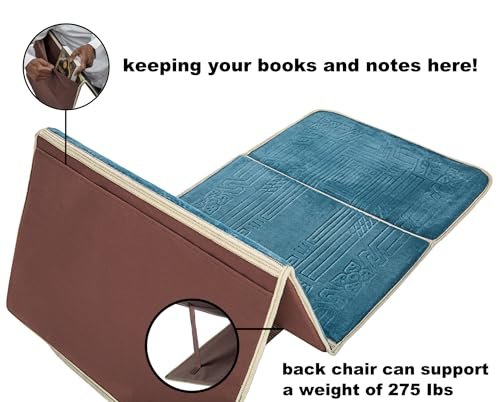Prayer rug with back support / foldable meditation floor chair & carrying pocket (oasis)