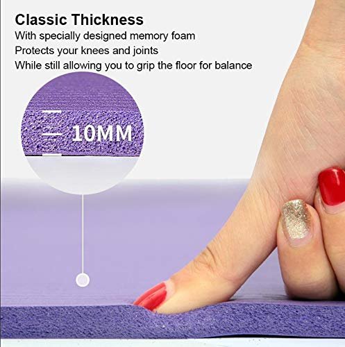 Kumono Extra Thick Yoga Pilates Mat - All Purpose Durable 10mm Thickness Non-Slip Yoga Mat Pilates & Floor Workouts Black