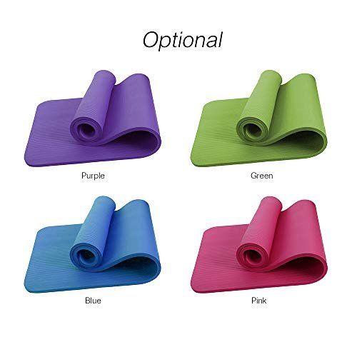 Decdeal New 72 * 24 Inches Yoga Mat Non-Slip 10mm Thicknness Exercise Mats with Storage Band and Mesh Bag for Yoga Lovers Pregnant Women Kids Old People Hikers Travelers