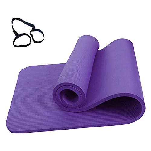 Decdeal New 72 * 24 Inches Yoga Mat Non-Slip 10mm Thicknness Exercise Mats with Storage Band and Mesh Bag for Yoga Lovers Pregnant Women Kids Old People Hikers Travelers