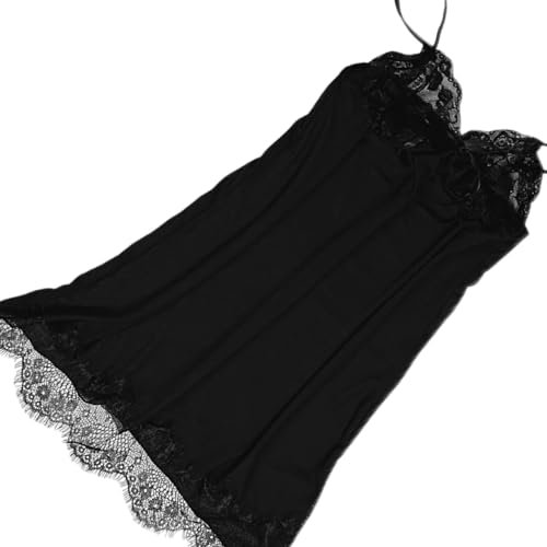BUNCA Women's Black Lace Embroidered Nightgown 3 Pieces