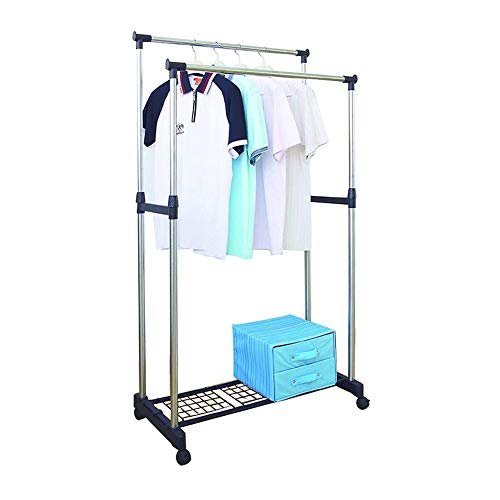 Leostar CD-1203 Double-Pole Telescopic Clothes Hanger, Black, W 86.0 x H 22.2 x L 7.6 cm