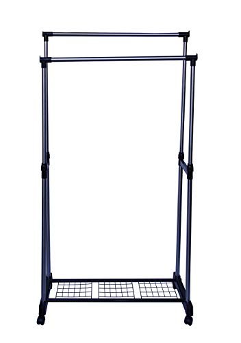 Leostar CD-1203 Double-Pole Telescopic Clothes Hanger, Black, W 86.0 x H 22.2 x L 7.6 cm