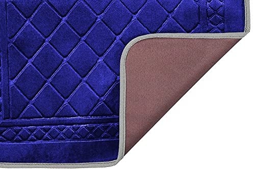 Floldable Praying Mat, Foldable Meditation Mat with Back Rest, Prayer Rug with Carrying Bag, Poratble Cushioned & Padded Prayer Rug for Salah Size 110 X 53 Cm Blue