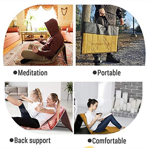 ZenHeart Floor Chair with Back Support - Portable Meditation Chair with Padded Surface - Foldable Yoga Mat for Indoors & Outdoors Prayer Mat