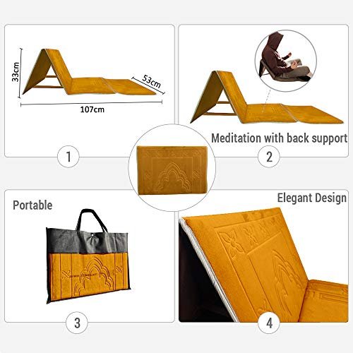 ZenHeart Floor Chair with Back Support - Portable Meditation Chair with Padded Surface - Foldable Yoga Mat for Indoors & Outdoors Prayer Mat