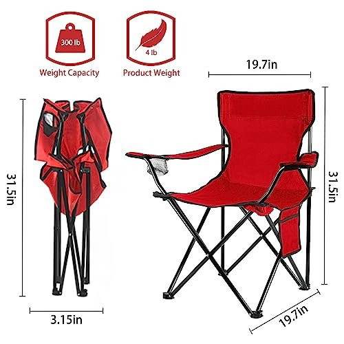 Damei century Foldable Camping Chair - Lightweight, Instant Setup for Beaches, Lawns, Sports, Red