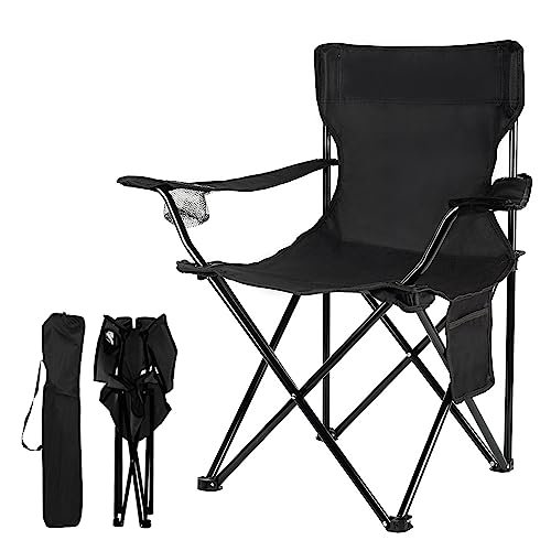Damei century Portable Camping Chair, Casual Folding Chair, Black, 4lbs, Supports 300lbs, Ideal for Camping, Tailgating, Sports Events