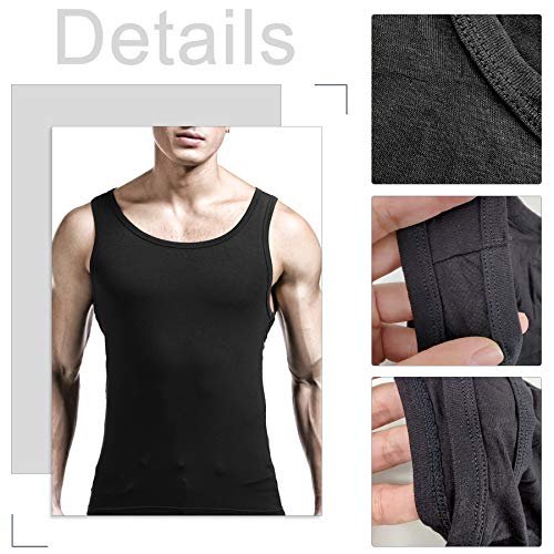 Zariocy Mens Compression Shirt Slimming Body Shaper Slim Tank Top Vest Black