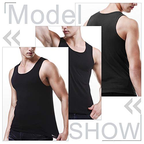 Zariocy Mens Compression Shirt Slimming Body Shaper Slim Tank Top Vest Black