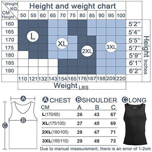 Zariocy Mens Compression Shirt Slimming Body Shaper Slim Tank Top Vest Black
