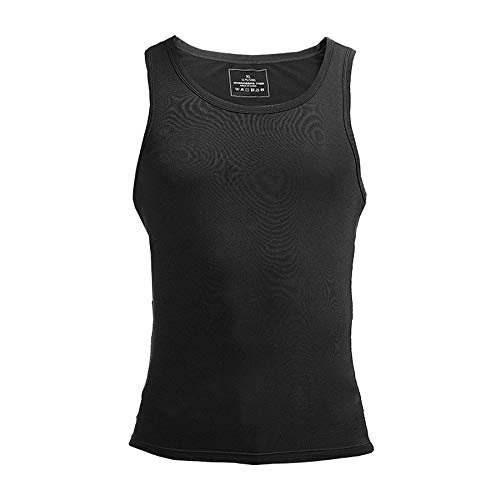 Zariocy Mens Compression Shirt Slimming Body Shaper Slim Tank Top Vest Black