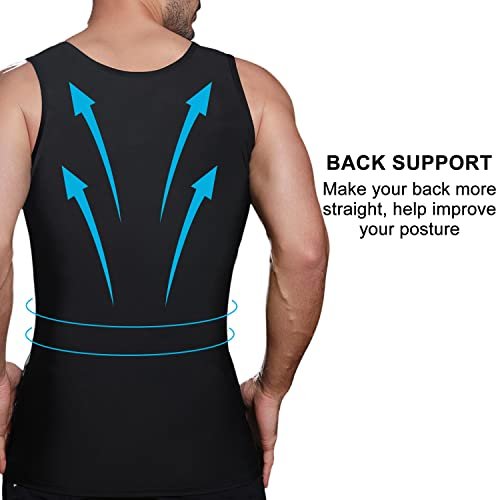 Lgtfy Mens Slimming Body Shaper Vest, Gynecomastia Compression Shirts, Tummy Control Undershirts - Change in Seconds, Black, XL