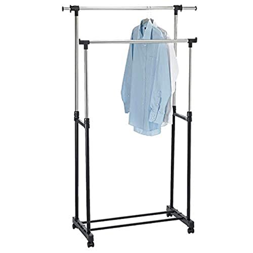 Extendable Double Garment Rack, silver and black color