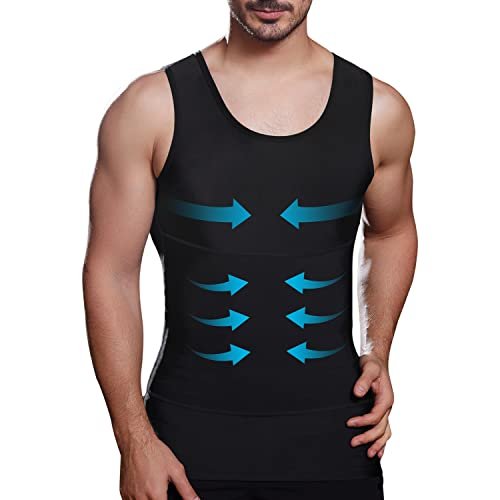 Lgtfy mens slimming body shaper vest, gynecomastia compression shirts, tummy control undershirts - change in seconds, black, l