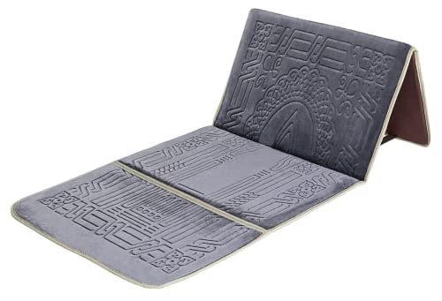 Foldable meditation mat with back rest prayer rug with back support folding floor chair padded sofa chair (gray), grey