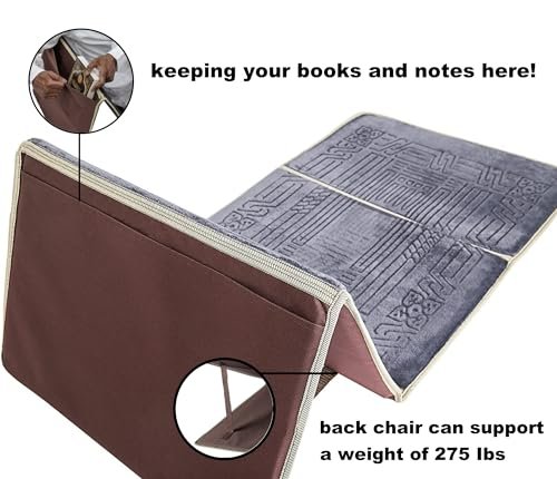 Foldable meditation mat with back rest prayer rug with back support folding floor chair padded sofa chair (gray), grey