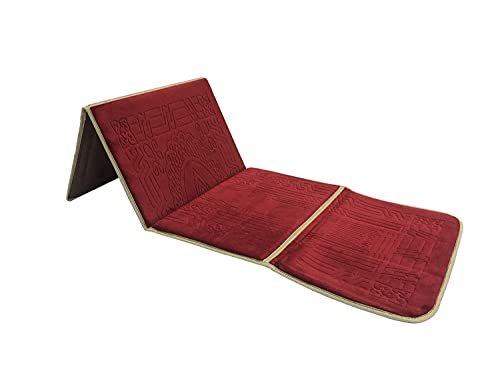 Foldable Prayer mat and Backrest 2 in 1, D-Red
