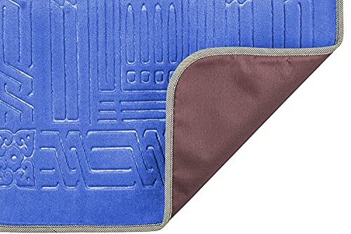 Moon Floldable Praying Mat, Foldable Meditation Mat with Back Rest, Prayer Rug with Carrying Bag, Poratble Cushioned & Padded Prayer Rug for Salah Size 110 X 53 Cm Blue