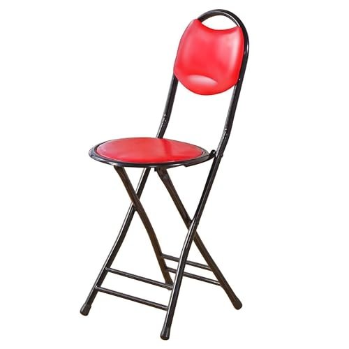 BRIGHT HOME Folding Stools Chair Mini Collapsible Chair Simple Bar Chair Dining Chair Portable Mini Stool Sturdy and Comfortable Folding Chair for Travel, Garden, Camping(Red)