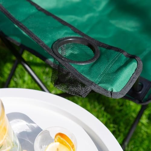 ALSafi-EST Red Spirit Portable Foldable Fabric Chair With Cup Place - Green/Silver, Satr590126