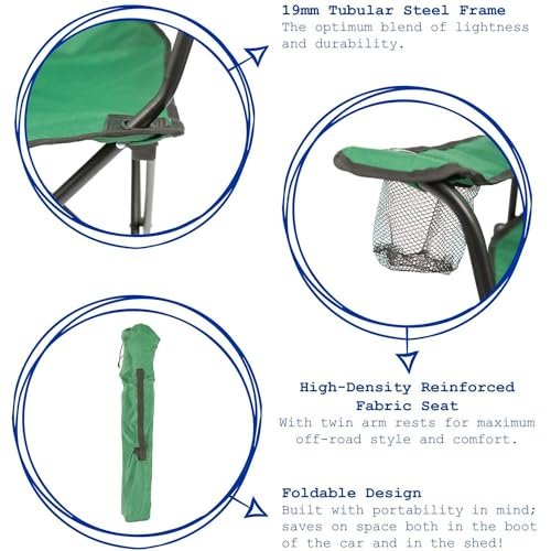 ALSafi-EST Red Spirit Portable Foldable Fabric Chair With Cup Place - Green/Silver, Satr590126