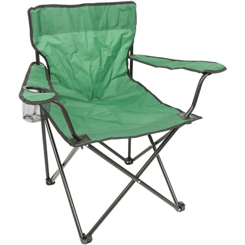 ALSafi-EST Red Spirit Portable Foldable Fabric Chair With Cup Place - Green/Silver, Satr590126