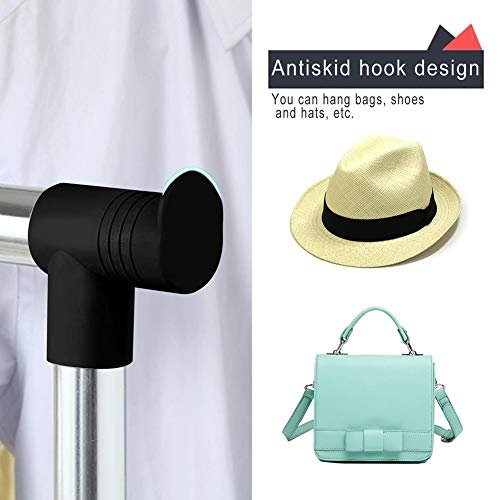 Stainless Steel Pole Clothes Hanger - Adjustable Bars Clothes Rack Double-Pole Clothes Rack Hanger Garment Rack with Rolling wheels