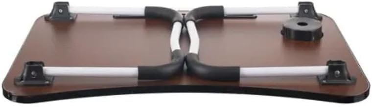 BUNCA Portable Laptop Table for Bed and Sofa – Multifunctional Foldable Computer Desk with Phone Holder and Cups, Wooden Top 60x40cm (Brown)