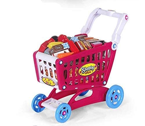 Children's simulation play house trolley toy Children's simulation supermarket shopping set pink - Basket - 048