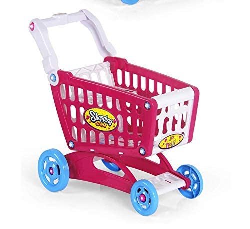 Children's simulation play house trolley toy Children's simulation supermarket shopping set pink - Basket - 048