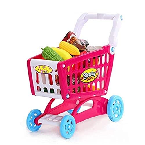 Children's simulation play house trolley toy Children's simulation supermarket shopping set pink - Basket - 048