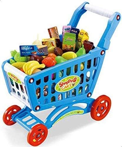 Children Shopping Trolley Kids Shopping Cart 46Pcs