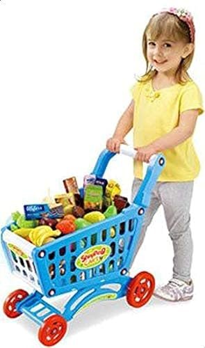 Children Shopping Trolley Kids Shopping Cart 46Pcs
