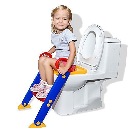 Swadhin Adjustable Foldable Potty-Trainer Seat Toilet Potty Stand with Ladder Training Stool with Non-Slip Steps Ladder for Boys Girls Toddlers Toilet Stand