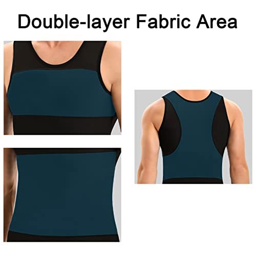 Lgtfy Mens Gynecomastia Compression Shirts Slimming Body Shaper Tank Top Tummy Control Undershirts - Change in Seconds Black, M