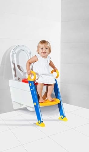 SHOWAY Kids Toilet Seat With Ladder,for installation on the base of the bathroom for children, Blue And Red, Multi