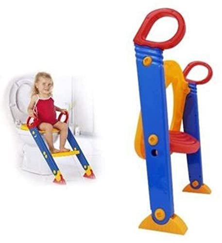 Toilet Seat With Handles Toilet Folding Chair for Boys Girls (Blue and Red)