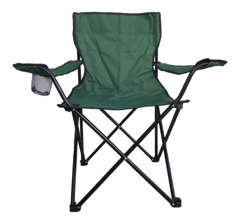 Folding Camping Fishing Chair with Cup Holder and Bag 120kg (Green)