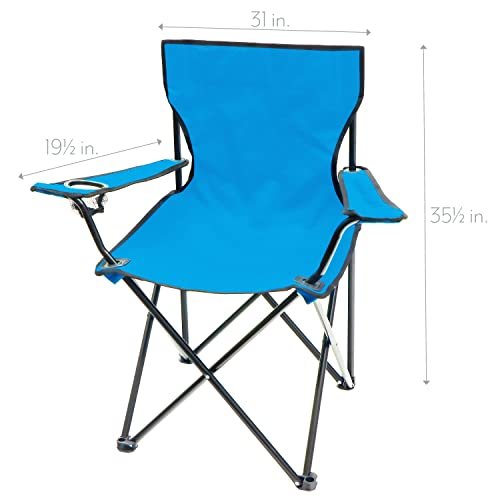 Trademark Innovations Folding Sky Blue Outdoor Camping Chair, 19.5" L x 31" W x 34.5" H
